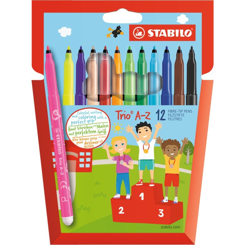 STABILO viltstiften Trio A-Z, 0,7 mm, driehoekige grip, 18 stuks