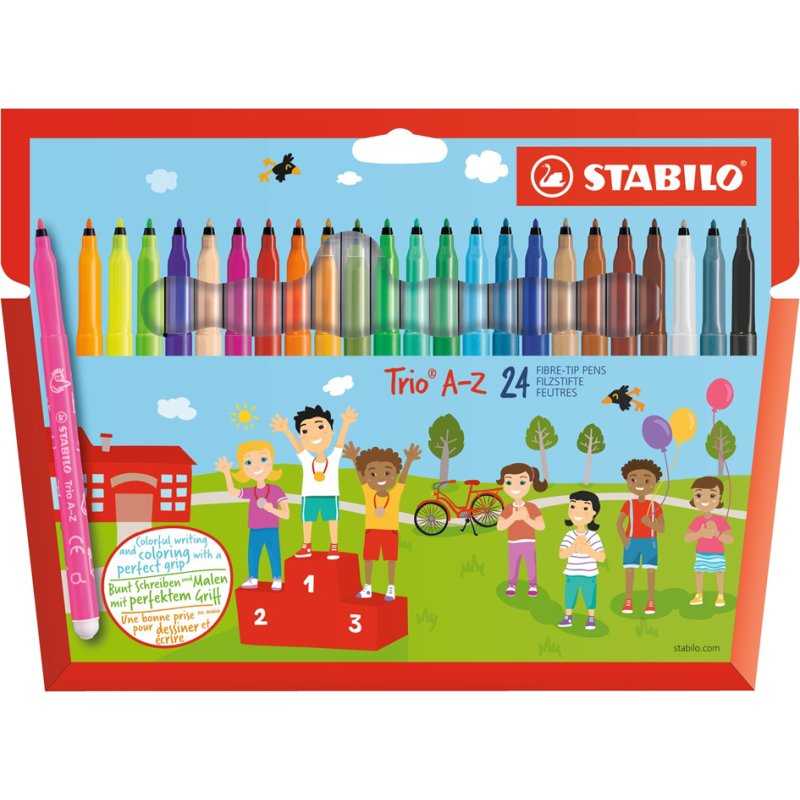 STABILO viltstiften Trio A-Z, 0,7 mm, driehoekige grip, 18 stuks