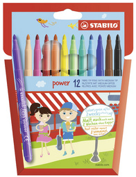 STABILO Power viltstiften rond, 2,0 mm, uitwasbaar, 18 stuks