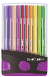 STABILO viltstiften Pen 68, 20 kleuren assortiment, grijs/roze