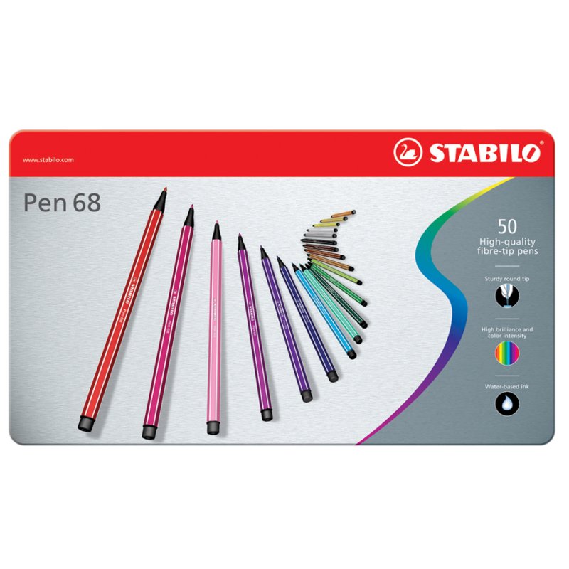 STABILO viltstiften Pen 68, étui métallique, 40 pièces, 1,0 mm