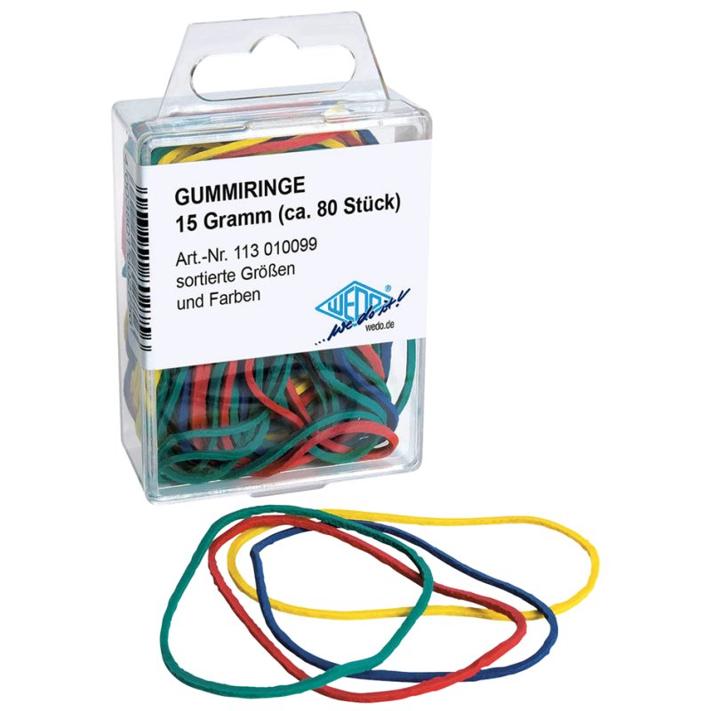 WEDO élastiques, couleurs et tailles assorties, 80 pièces