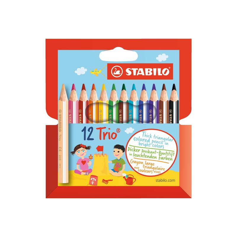STABILO colouring pencils triangular thick, 12 pieces, cardboard box