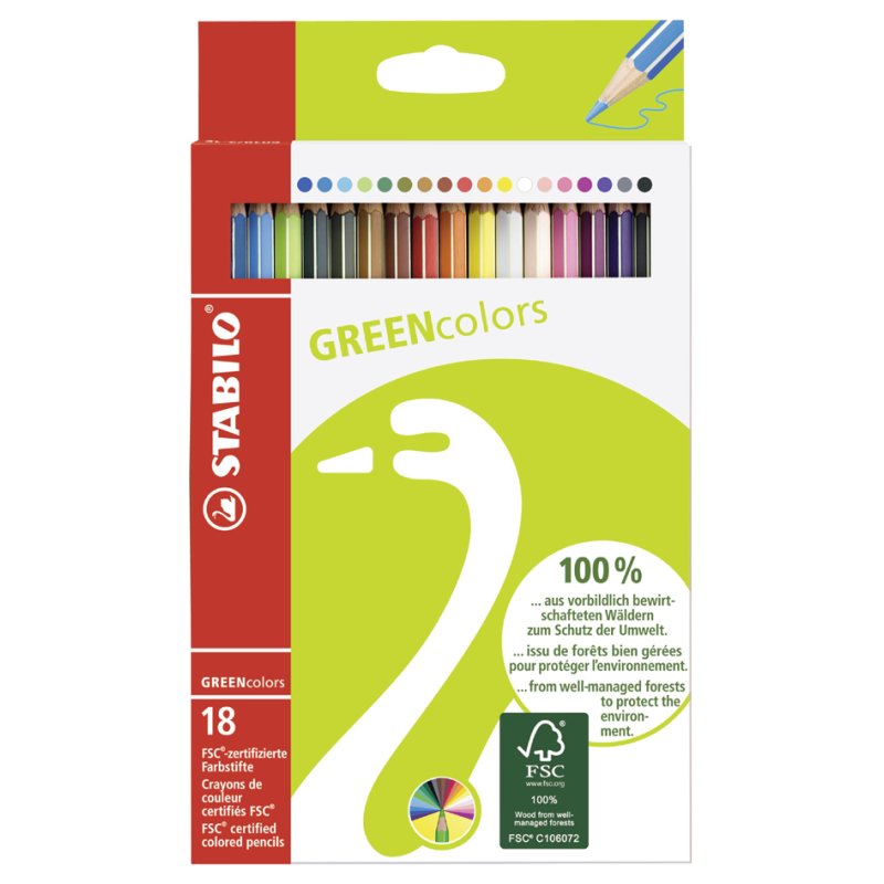 STABILO crayons de couleur, hexagonaux, mine 3,0 mm, 12 pièces