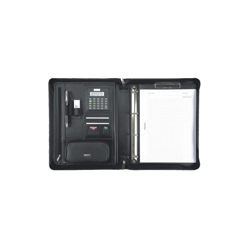Alassio BOSA A4 ring binder, black nappa leather