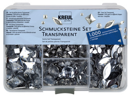 KREUL kralen-siersteenset Transparant, verschillende vormen, 1000 stuks