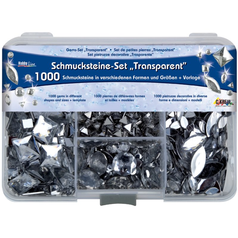 KREUL ensemble de perles décoratives transparent, formes variées, 1000 pièces