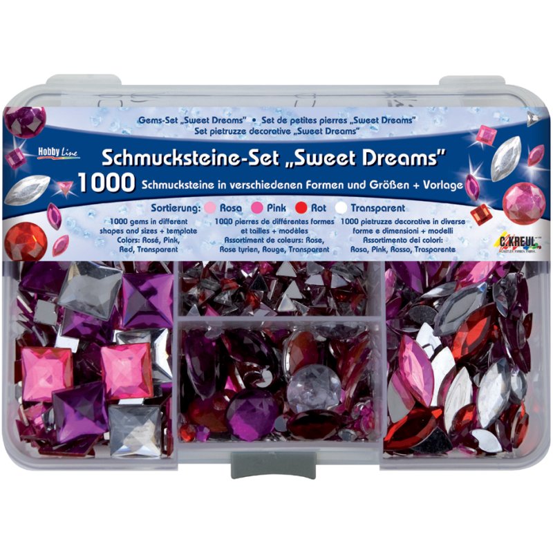 KREUL set de perles Rêves Sucrés, 1000 pièces, rosa/pink/rood/transparent