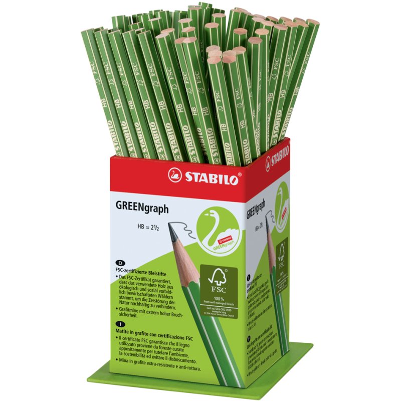 STABILO potlood GREENgraph HB, met gum, groen, 60 stuks