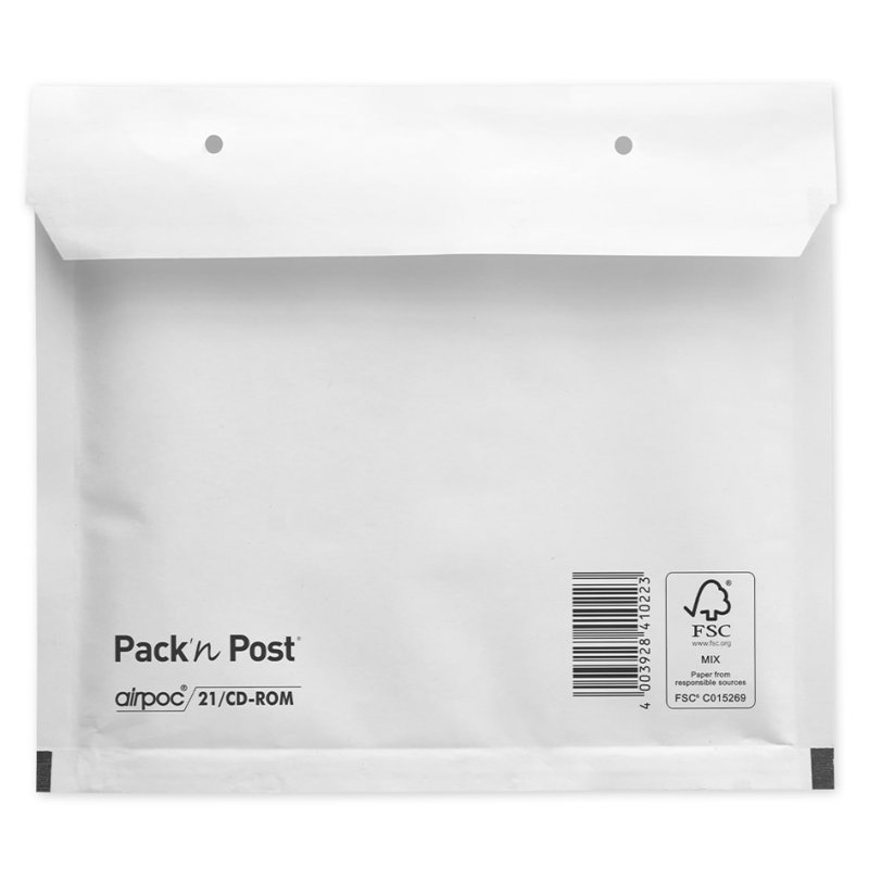 MAILmedia Pochettes d'expédition à bulles CD, blanc, 175×200 mm, 100 pièces
