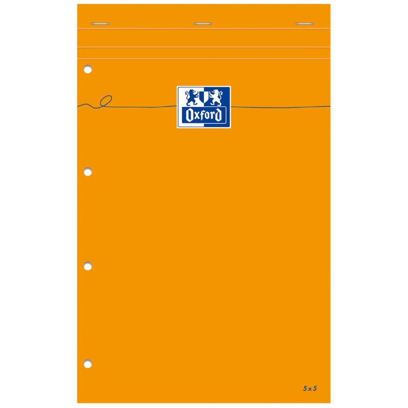 Oxford notitieboek A4 met rand, oranje, 4-gaats geperforeerd