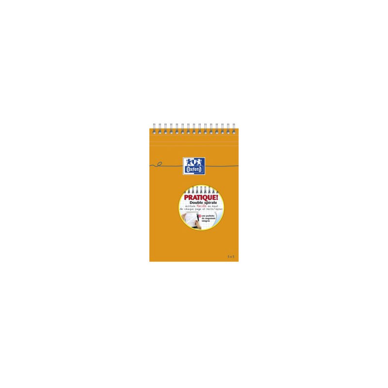 Oxford bloc-notes A5, spirale, quadrillé, orange