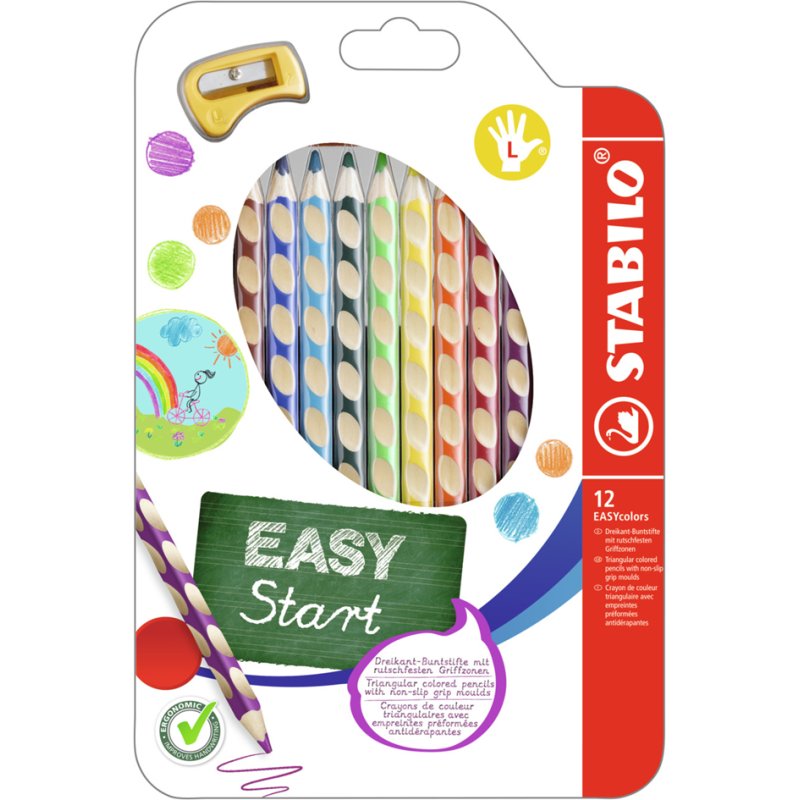 STABILO crayons de couleur EASYcolors triangulaires, droitier, 6 pièces