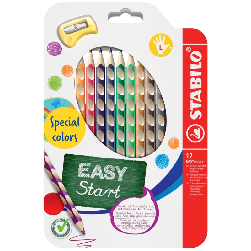 STABILO crayons de couleur EASYcolors triangulaires, droitier, 6 pièces