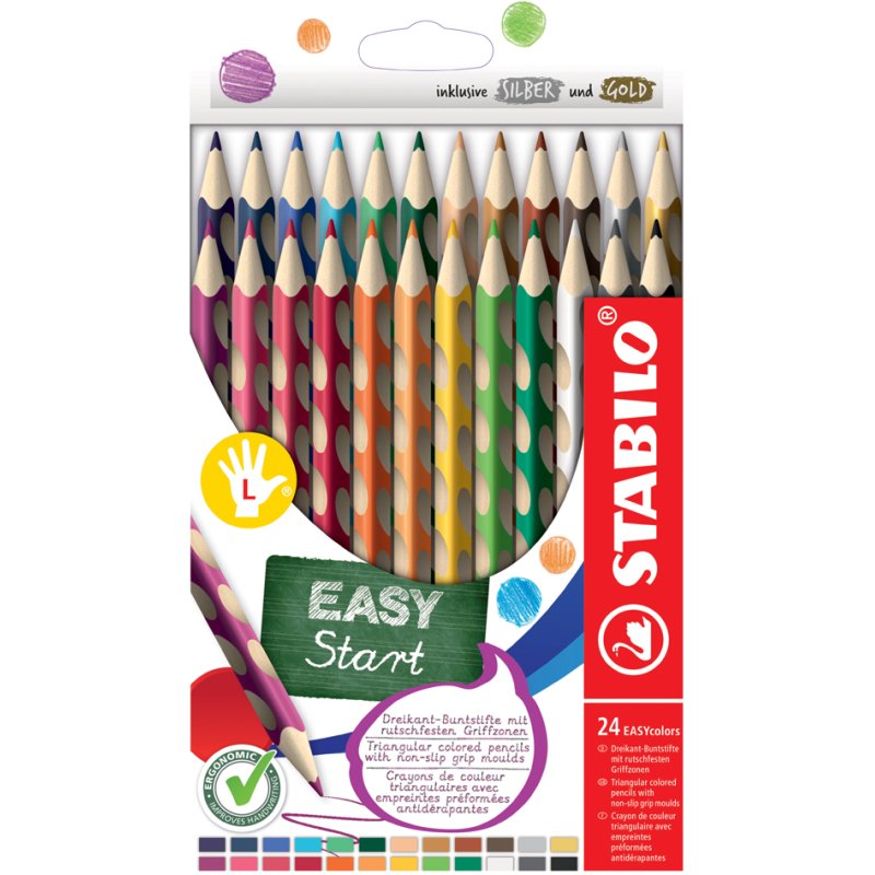 STABILO crayons de couleur EASYcolors triangulaires, droitier, 6 pièces