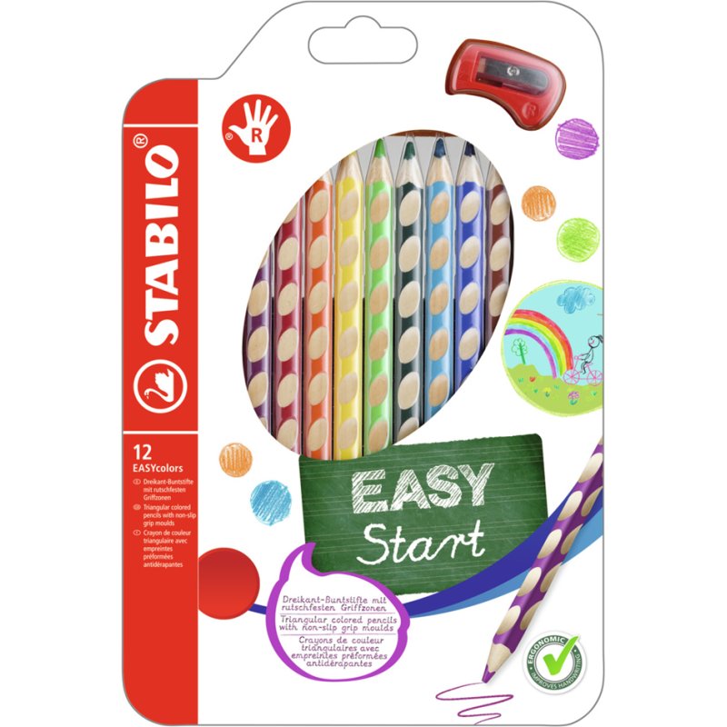 STABILO crayons de couleur EASYcolors triangulaires, droitier, 6 pièces
