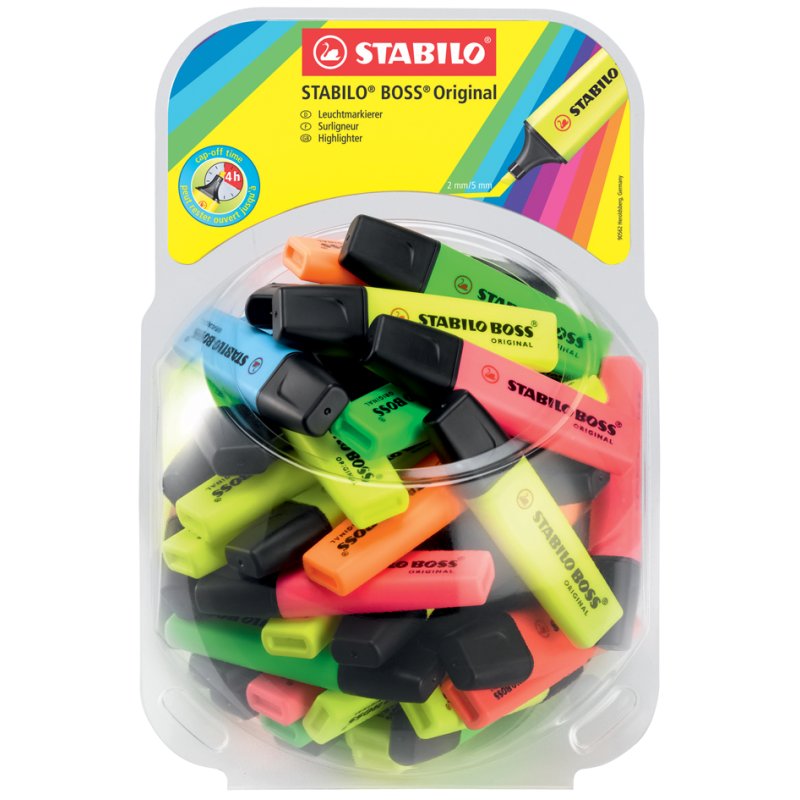 STABILO BOSS ORIGINAL highlighter, refillable, sweet jar, 60 pieces