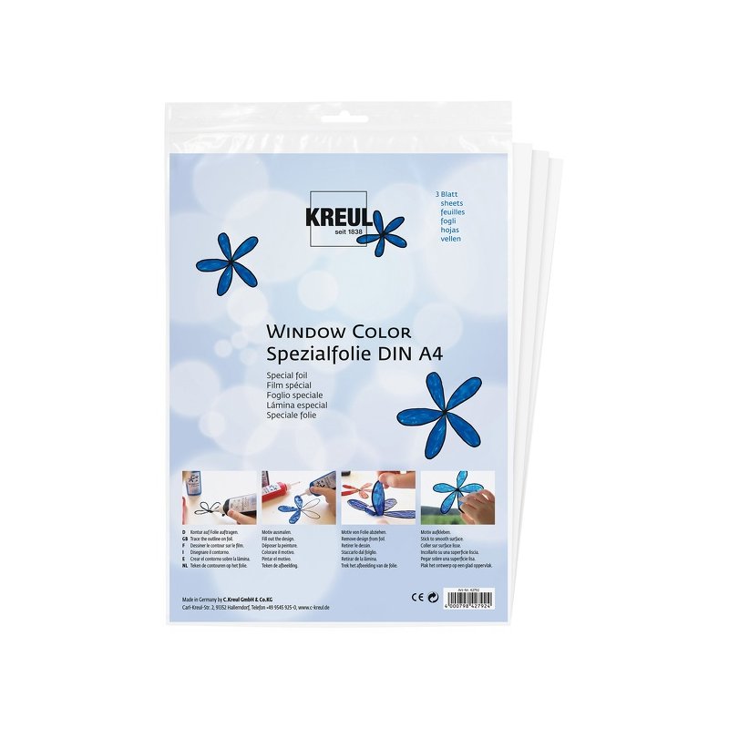 KREUL window paint film, crystal clear, 3 sheets