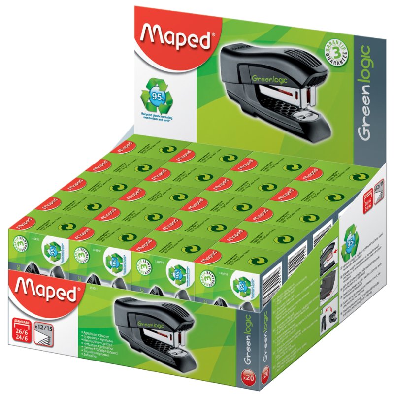 Maped agrafeuse mini standard Greenlogic, noir, 25 feuilles