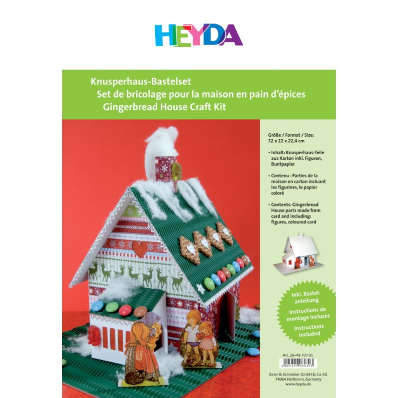 HEYDA knutselset knapperhuisje, wit karton, 320×220×224 mm