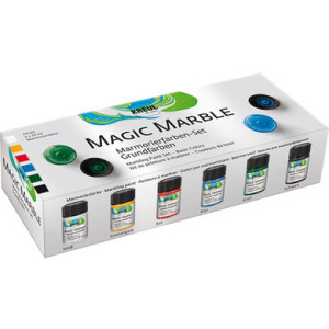 KREUL marmerverf Magic Marble basiskleurenset, 6 potjes 20 ml, wit/geel/rood/blauw/groen/zwart