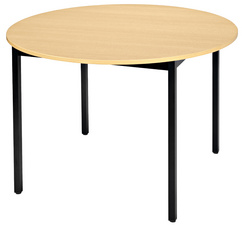 SODEMATUB universele tafel rond, diameter 1200 mm, beuken blad, zwart onderstel