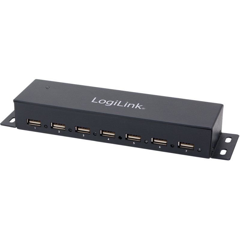 LogiLink Concentrateur USB 2.0 mural, 7 ports, boîtier métallique