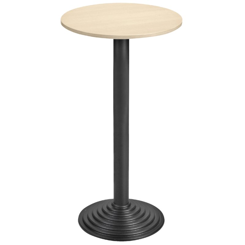 SODEMATUB table haute, diamètre 600 mm, plateau hêtre, piètement noir