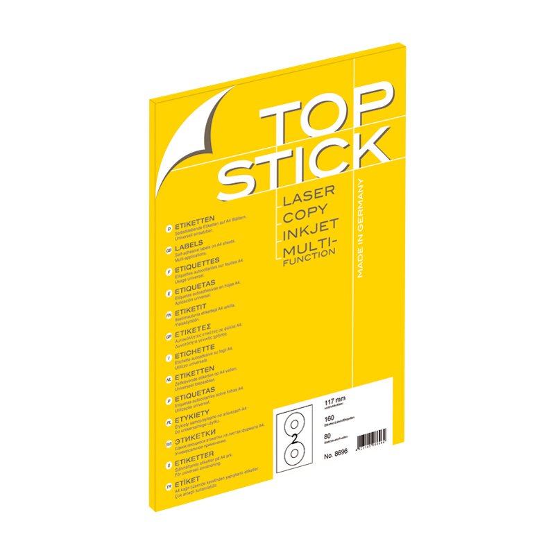 TOP STICK Étiquettes CD Maxi, diamètre 117 mm, blanc, 200 pièces