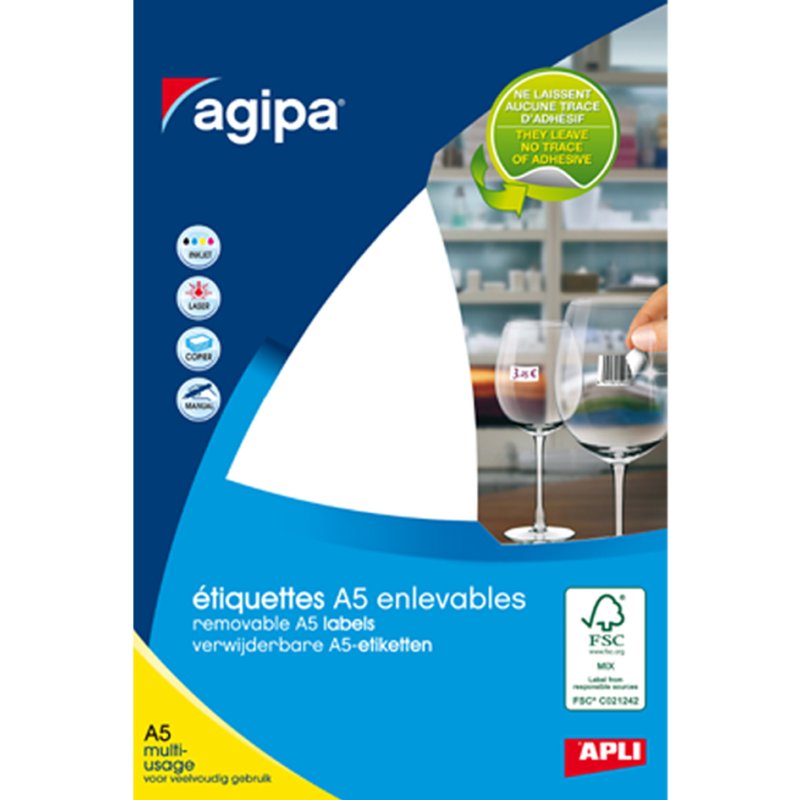agipa ringetiketten 45×8 mm, verwijderbaar, 306 stuks