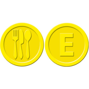 Sigel eetpenningen kunststof, geel, 25 mm diameter, 100 stuks