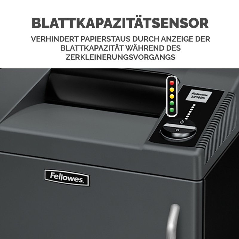 Fellowes papiervernietiger Fortishred 3250HS, veiligheidsniveau P-7, 0,8 × 5 mm, zwart/zilver