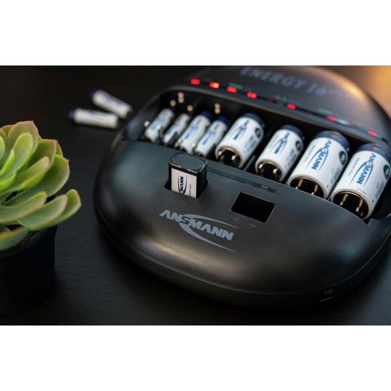 ANSMANN Energy 16 plus batterijlader, 2 USB-poorten, AAA/AA/C/D/9V