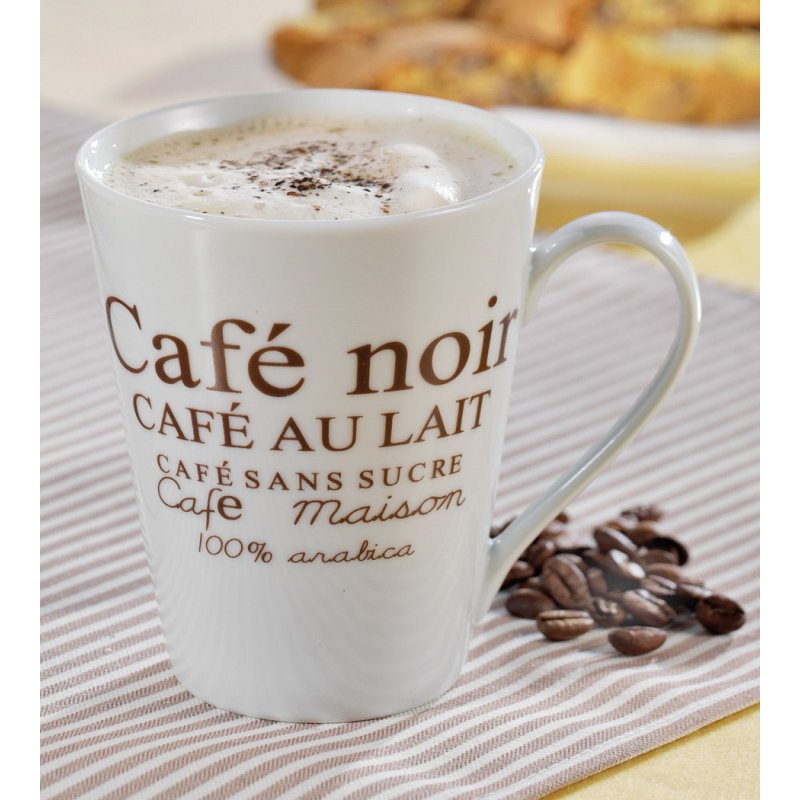 Esmeyer mug à café FAKT, blanc avec impression, 0,25 litre, 6 pièces