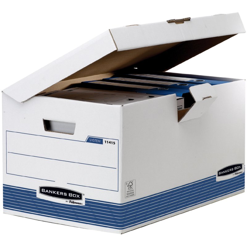 Fellowes boîte d'archives Maxi Bank, 100% carton recyclé, empilable, bleu