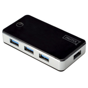DIGITUS USB 3.0 hub, 4 poorten, zwart, inclusief voedingsadapter