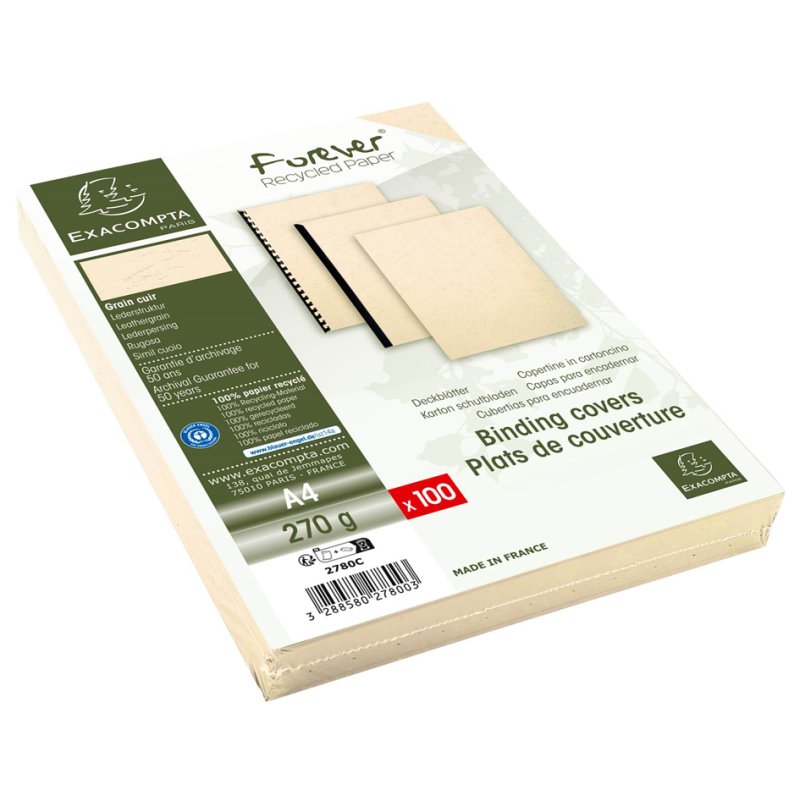 EXACOMPTA inbandkaften EVERCOVER, A3, ivoorwit, 100 stuks