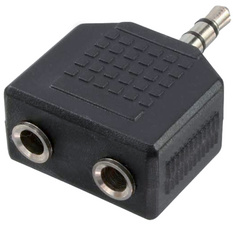 LogiLink audio-adapter 3,5mm stekker naar 2x 3,5mm jack, zwart kunststof, vernikkeld
