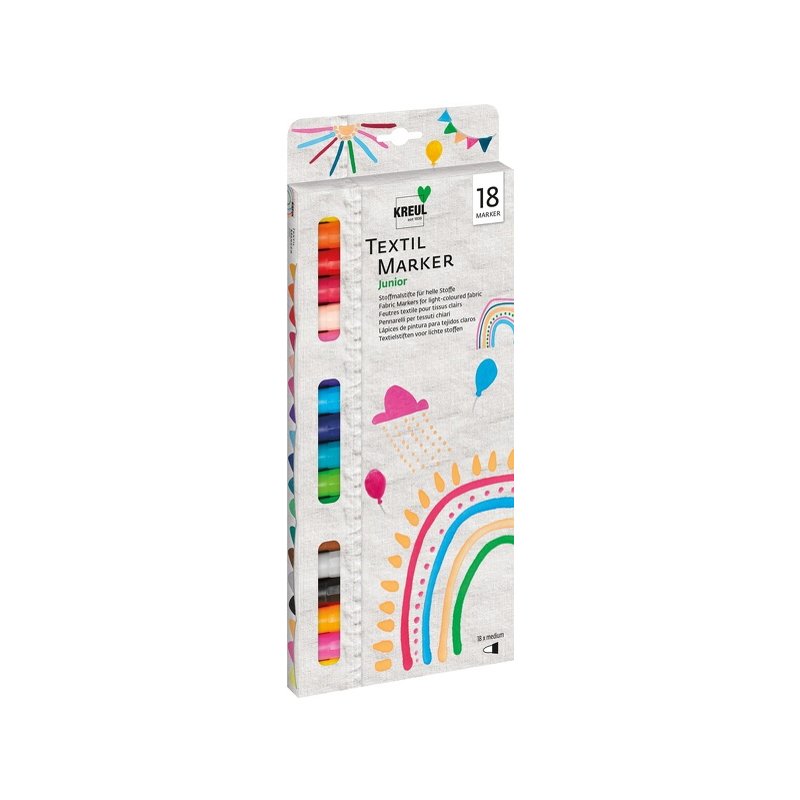 KREUL stylos textiles medium Junior, 2-4 mm, 18 pièces