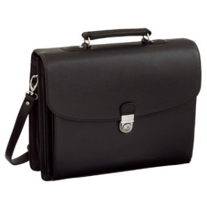Alassio aktetas FORTE, kunststof leer, zwart, 40×12×33 cm