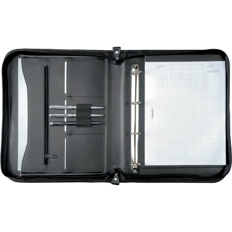 Alassio Limone A4 ring binder, black, faux leather