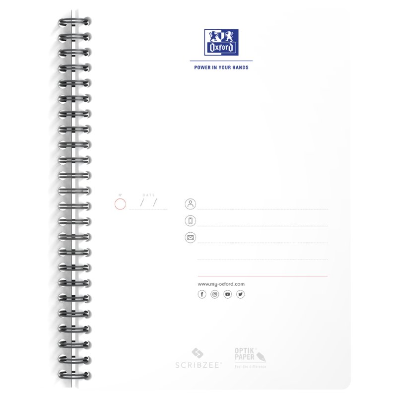Oxford spiraalblok A5, geruit, 90 vel, PP cover