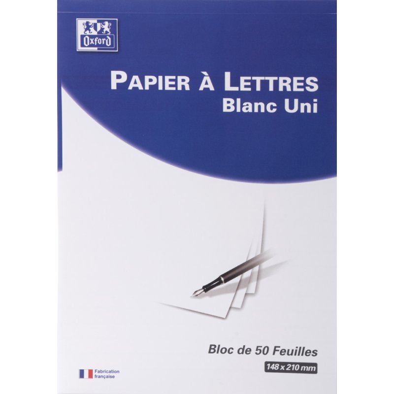 Oxford bloc-notes A5, blanc ligné, 50 feuilles