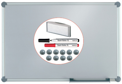 MAUL whiteboard 2000 MAULpro complete set, 1200 × 900 mm, zilver, magnetisch