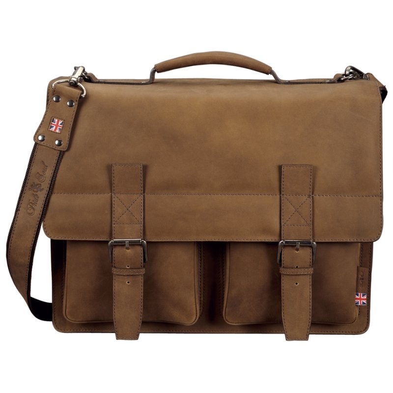 Alassio EARL schoudertas, leder, lichtbruin, 42×17×34 cm