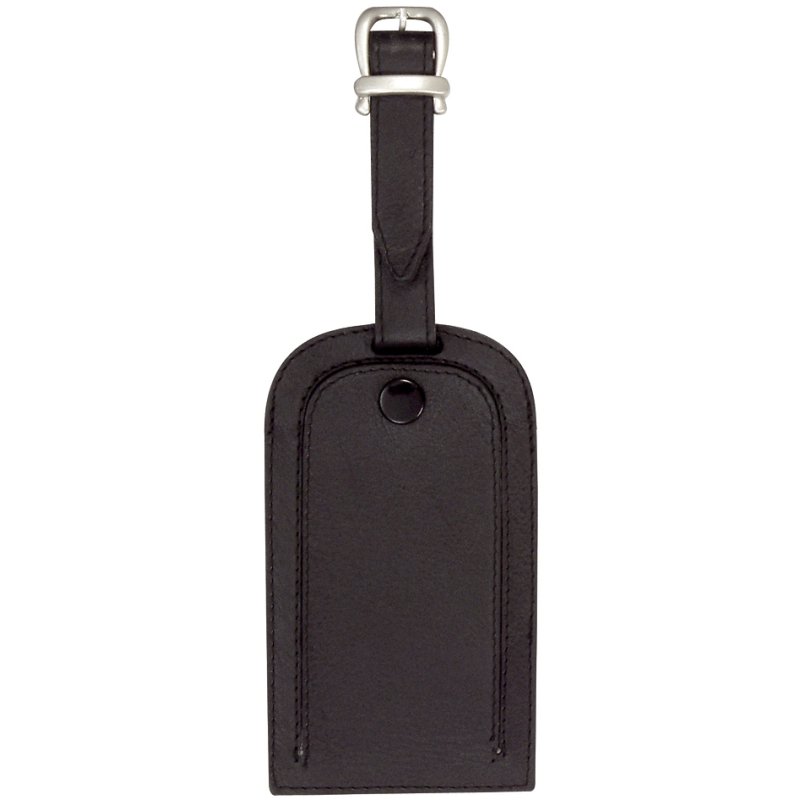 JSA leren bagagelabel, zwart, verborgen adresveld, 65×115 mm