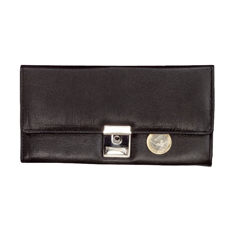 Alassio kellnersportemonnee, leder, zwart, 175×100 mm