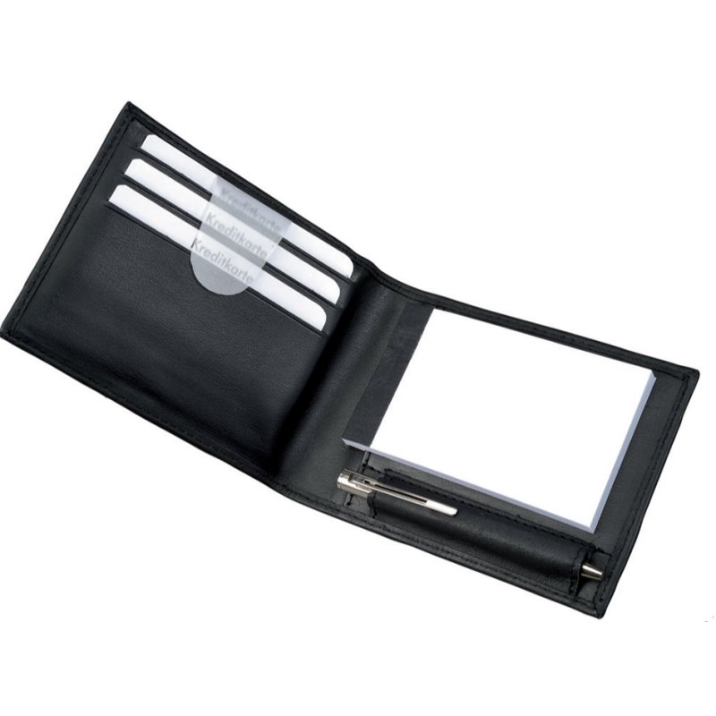 Alassio notitieblok-etui GUBBIO, nappaleer, zwart, 110×20×85 mm