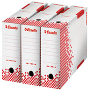 Esselte archiefbox A4, wit/rood, 100 mm breed, 25 stuks