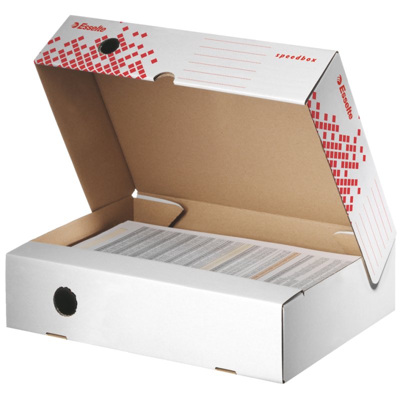 Esselte archiefdoos SPEEDBOX, A4+, wit/rood, 80 mm rug